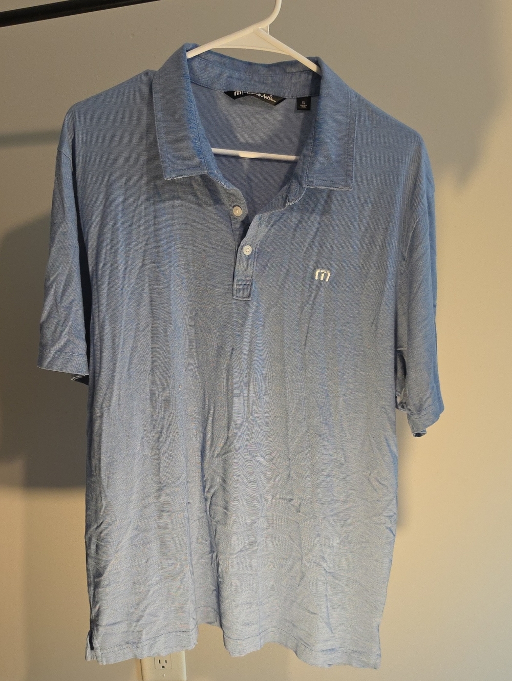 Travis Mathew Sky Blue Men's Polo with Subtle Chest Logo XL